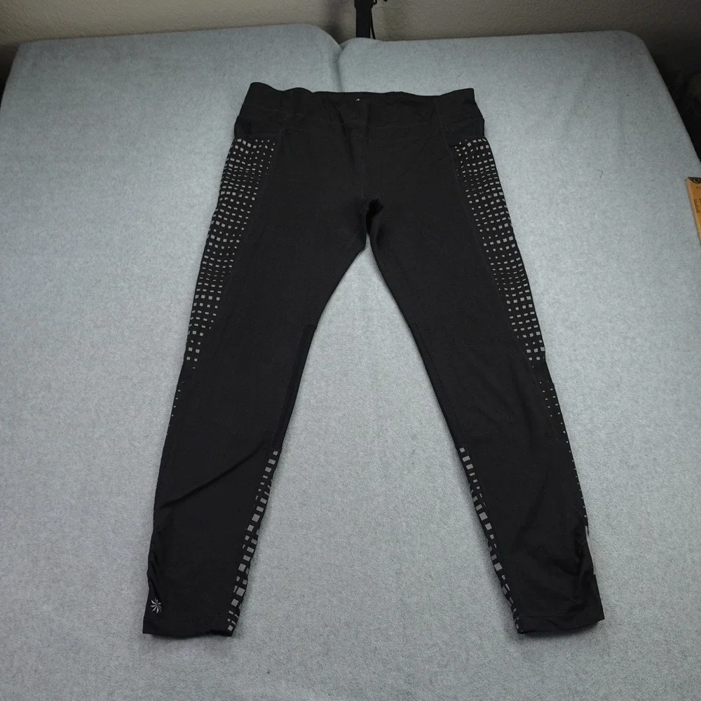 Athleta Leggings Womens XL Black Be Free Tight Reflective Running‎ Pockets